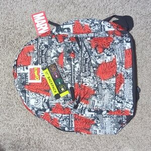 Marvel comics backpack 17 inch black white red water bottle side pockets